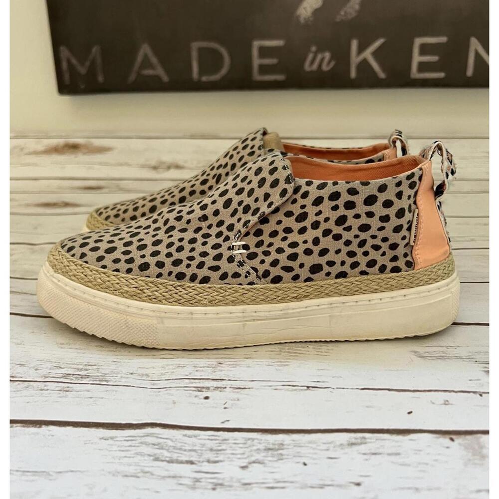 Hey Dude Women's Spotted Platform Canvas Shoes - Black and Tan - sz 9